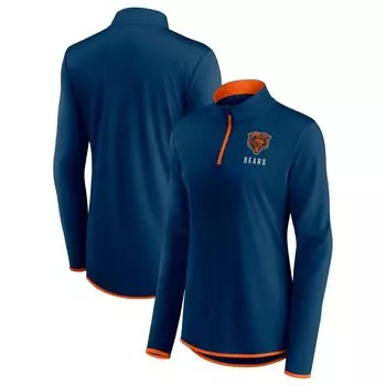 Женский темно-синий топ с молнией четверти с логотипом Fanatics Chicago Bears Worth the Drive Fanatics