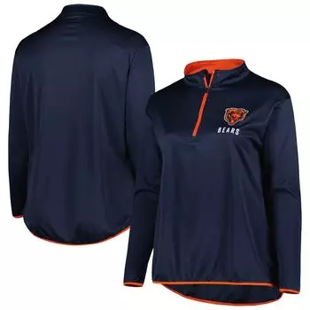 Женский темно-синий топ с молнией на четверть с фирменным логотипом Fanatics Chicago Bears больших размеров Fanatics