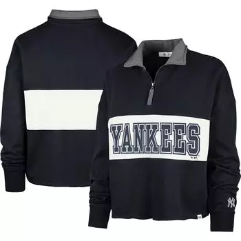 Женский темно-синий укороченный топ с молнией четверти New York Yankees Remi '47