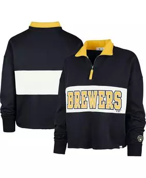 Женский темно-синий укороченный топ с молнией в четверть Milwaukee Brewers Remi '47 Brand, темно-синий