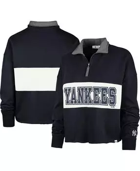 Женский темно-синий укороченный топ с молнией в четверть New York Yankees Remi '47 Brand, темно-синий