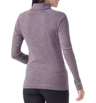 Женский термосвитер из мериносовой шерсти Smartwool в рубчик с высоким воротником, цвет Chalk Violet Heather