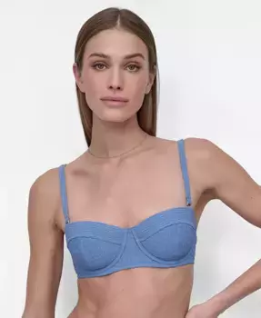 Женский текстурированный формованный бюстгальтер балконет для бикини DKNY, синий