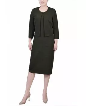 Женский текстурированный комплект из двух частей платья с рукавом 3/4 NY Collection