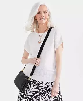 Женский текстурированный свитер с рукавами «летучая мышь» Style & Co, белый