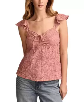 Женский текстурированный топ-бэбидол с рукавами-рюшами Lucky Brand, розовый