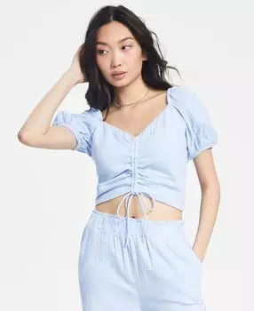 Женский текстурированный топ с рюшами спереди и пышными рукавами And Now This