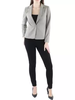 Женский тканый блейзер Petites с застежкой «в елочку» на одну пуговицу Le Suit, серо-коричневый