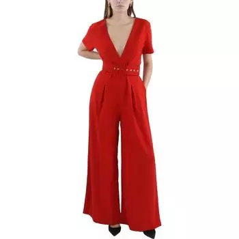 Женский тканый комбинезон с короткими рукавами CQ by CQ, цвет lipstick