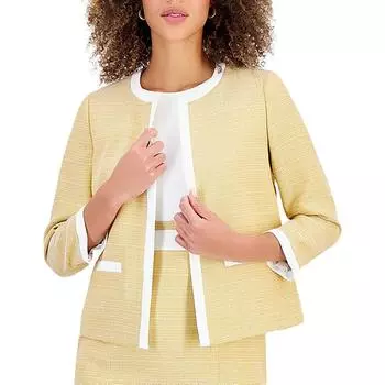 Женский тканый полиэстеровый блейзер без воротника Kasper, цвет butterscotch/vanilla ice