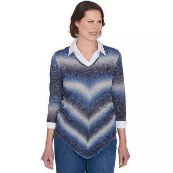 Женский тканый свитер Alfred Dunner Chevron с эффектом омбре, цвет Denim