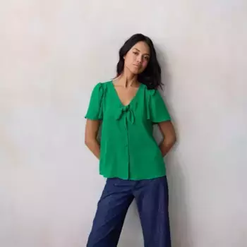 Женский тканый топ с завязками спереди и рукавами-крылышками Lc Lauren Conrad, цвет tank green