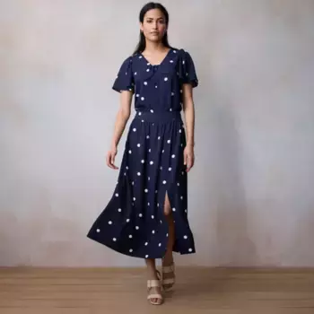 Женский тканый топ с завязками спереди и рукавами-крылышками Lc Lauren Conrad, цвет navy audrey dot