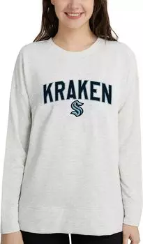 Женский толстовка с круглым вырезом Concepts Sport Seattle Kraken Oatmeal Terry