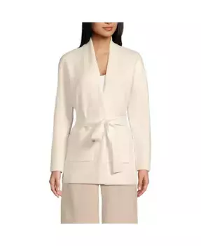 Женский тонкий кардиган с поясом Milano Belted Long Line Lands' End, коричневый/бежевый