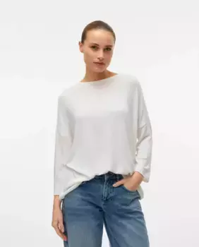 Женский тонкий свитер с французскими рукавами Vero Moda, белый