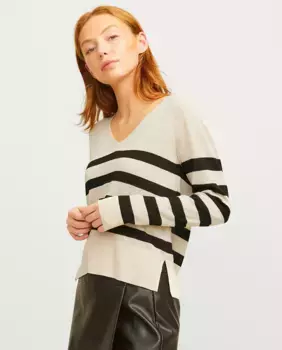 Женский тонкий свитер с V-образным вырезом Jack & Jones, цвет Crudo