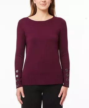 Женский тонкий свитер с вырезом лодочкой и манжетами на пуговицах Melissa Paige, красный