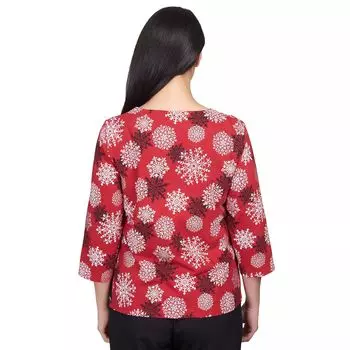 Женский топ Alfred Dunner Snowflakes с закручивающимся вырезом Alfred Dunner