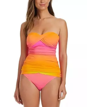 Женский топ-бандини Beat The Heat Twist-Front и низ-хипстеры Sarong Bleu by Rod Beattie, мультиколор