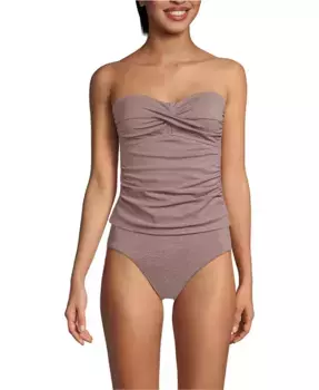 Женский топ-бандо бикини Shine Wrap с запахом Lands' End, коричневый/бежевый