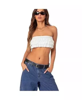 Женский топ-бандо Nia с оборками и люверсами Edikted, белый
