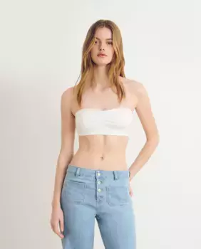 Женский топ-бандо с рюшами Brownie, белый