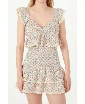 Женский топ-бандо с вышивкой и рюшами Free the Roses