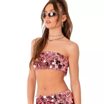 Женский топ-бандо Sabina с пайетками Edikted, розовый