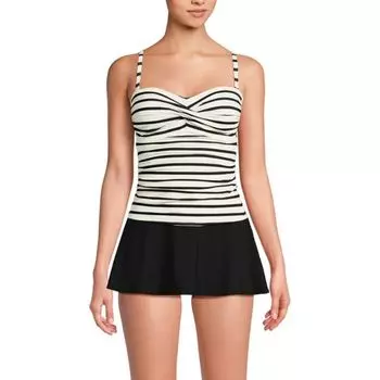 Женский топ-бандо танкини для купания Lands' End, цвет white black stripe