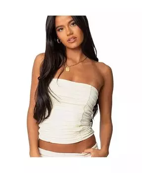 Женский топ без бретелек Fifi Gathered Edikted, коричневый/бежевый