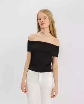 Женский топ без бретелек из ткани с блестками Noon, черный