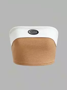 Женский топ без бретелек контрастного цвета SHEIN EZwear, хаки