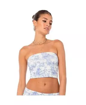 Женский топ без бретелек с делфтским принтом Edikted