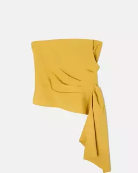 Женский топ без бретелек с драпировкой Silbon, жёлтый