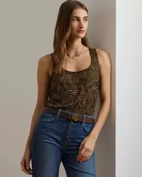 Женский топ без бретелек с пайетками Lauren Ralph Lauren, зеленый