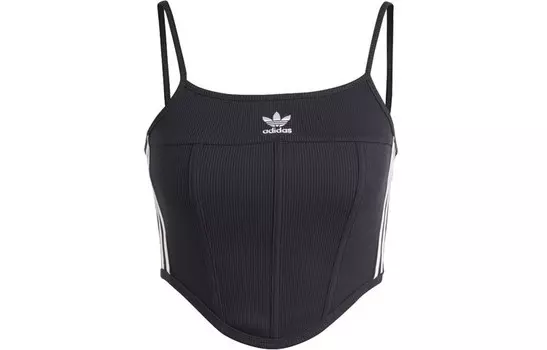 Женский топ без бретелек с тремя полосками, черный Adidas Originals