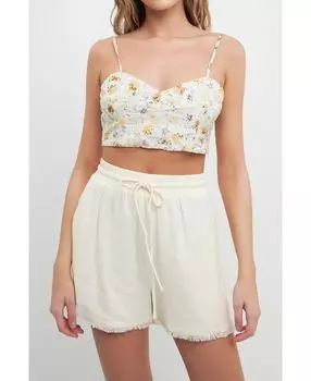 Женский топ без косточек с цветочной вышивкой Free the Roses, желтый