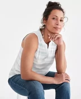 Женский топ без рукавов из льна и хлопка Style & Co, белый