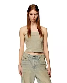 Женский топ без рукавов из потертого денима Diesel, бежевый