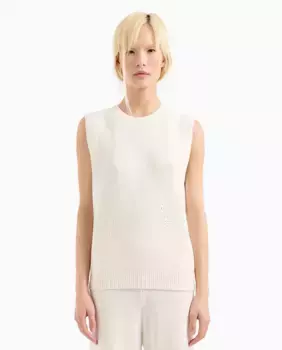 Женский топ без рукавов из вискозы Armani Exchange, цвет Blanco Hielo