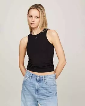 Женский топ без рукавов приталенного кроя Tommy Jeans, черный