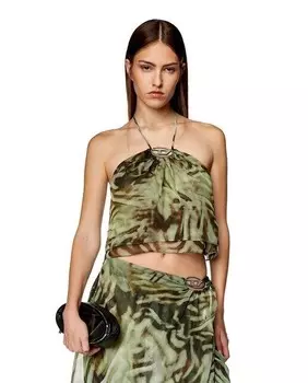 Женский топ без рукавов с абстрактным принтом Diesel, зеленый