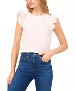 Женский топ без рукавов с двойными рюшами CeCe, белый