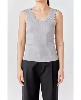 Женский топ без рукавов с фестонами endless rose, серебро