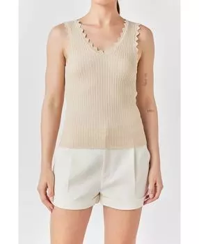 Женский топ без рукавов с фестонами endless rose, золотой