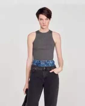 Женский топ без рукавов с круглым вырезом Sandro, темно-серый