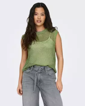Женский топ без рукавов с круглым вырезом Only, светло-зеленый