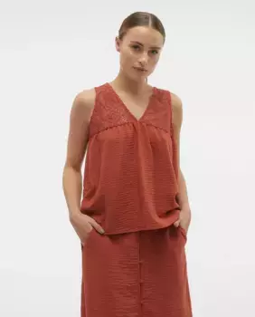 Женский топ без рукавов с кружевной отделкой Vero Moda, цвет Teja