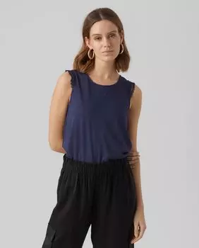 Женский топ без рукавов с кружевом Vero Moda, темно-синий